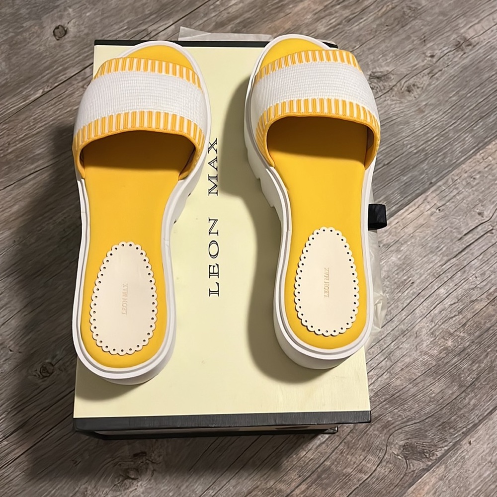 White & Yellow Leon Max Sandals